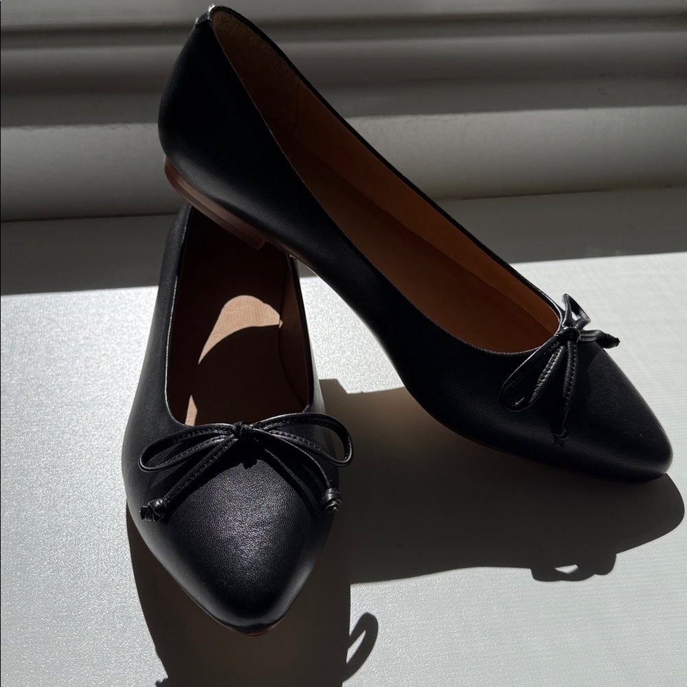 Quince Elegant Black Genuine Leather Flats